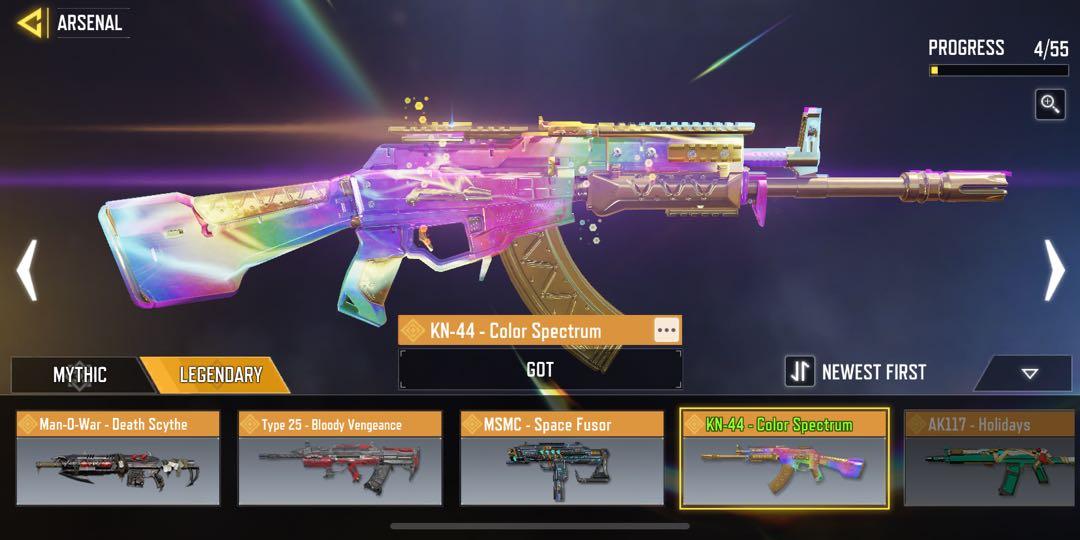 CODM ACC (Category: Game Gift Cards & Accounts) located in Singapore. Submitted by washed4ver (Listing ID 1113076807, Image 2). Description: • 4 Legendaries • 160+ Epics • 60+ Characters • Legend Rank in MP • 33K Credits • 53 CP • Current Season BP Completed • S3 Border.
