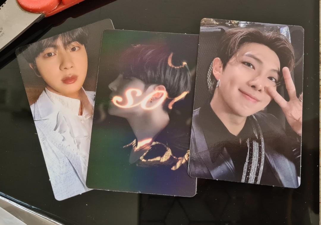 Concept on:e photocards (Category: K-Wave Merchandise) located in Las Pinas. Submitted by annibeah (Listing ID 1112970498, Image 1). Description: Fresh pull 10/10 Jin - clue ver. 900 Rm - route ver. 900 Jhope - Holo 1.2k Also open for swap to Jimin/Jk counterparts.