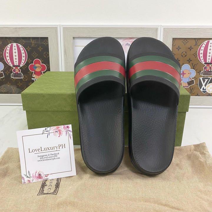 Gucci Men s Web Rubber Slide Sandals