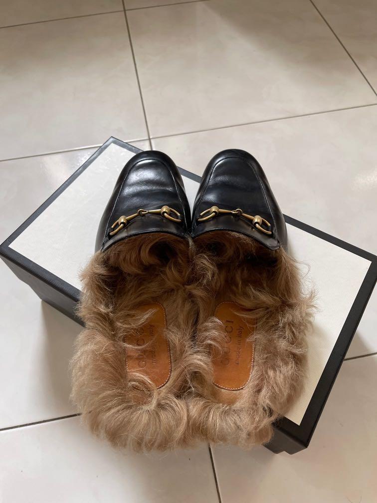 Gucci princetown fur slippers store