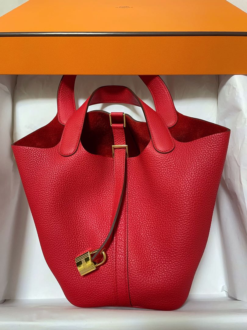 Hermes Rouge de Coeur Picotin Lock 18 PM Handbag