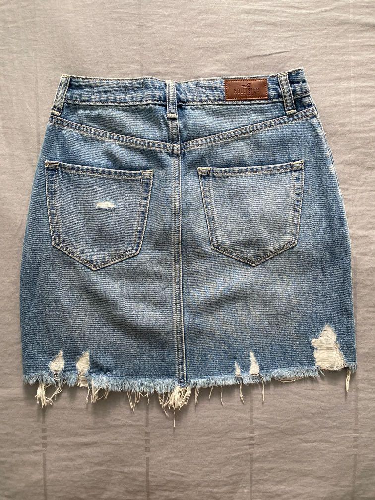 Hollister Ripped Denim Skirt Women s Fashion Bottoms Skirts on Carousell