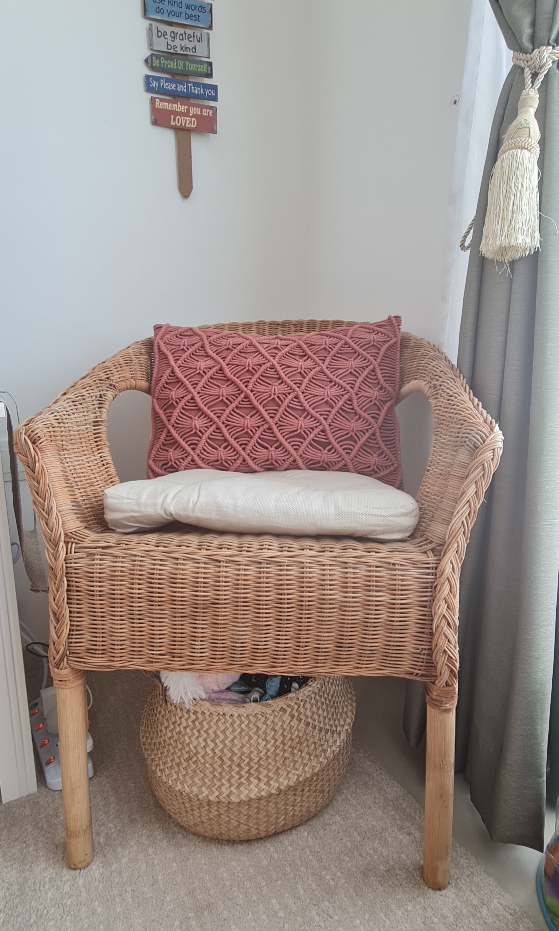 Ikea Rattan Chair with cushion, Furniture & Home Living, Furniture