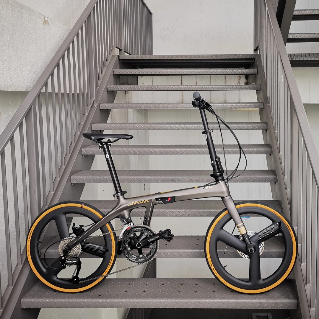 JAVA aira carbon folding bike upgraded aero trispoke + gumwall tyre 18 SHIMANO speed gear
