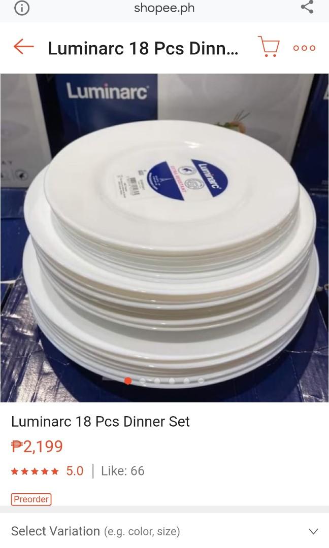 Luminarc 18pcs Dinner Set Furniture And Home Living Kitchenware And Tableware Dinnerware 1809