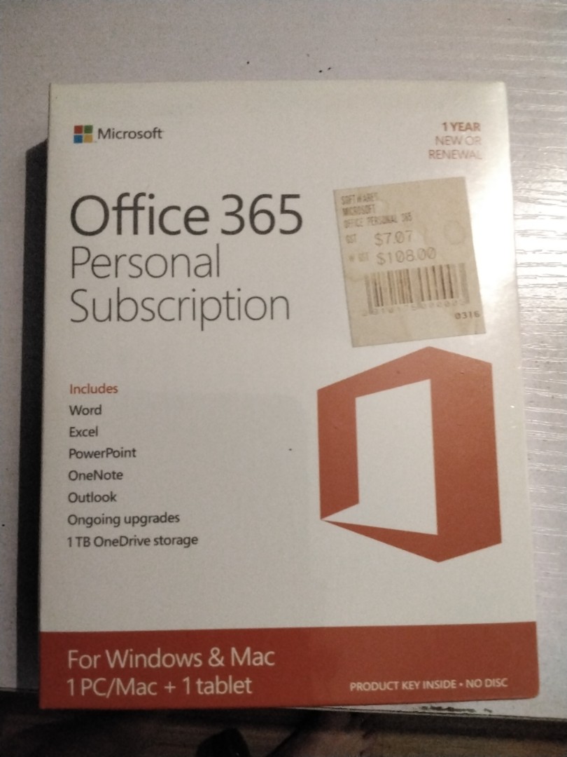 Microsoft 365 Personal Subscription (1 year), Computers & Tech, Parts