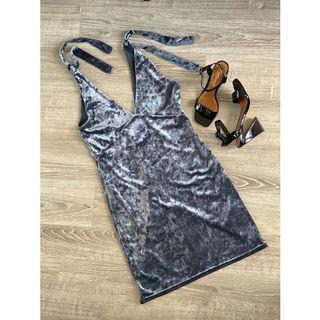 Multi-style blue velvet dress