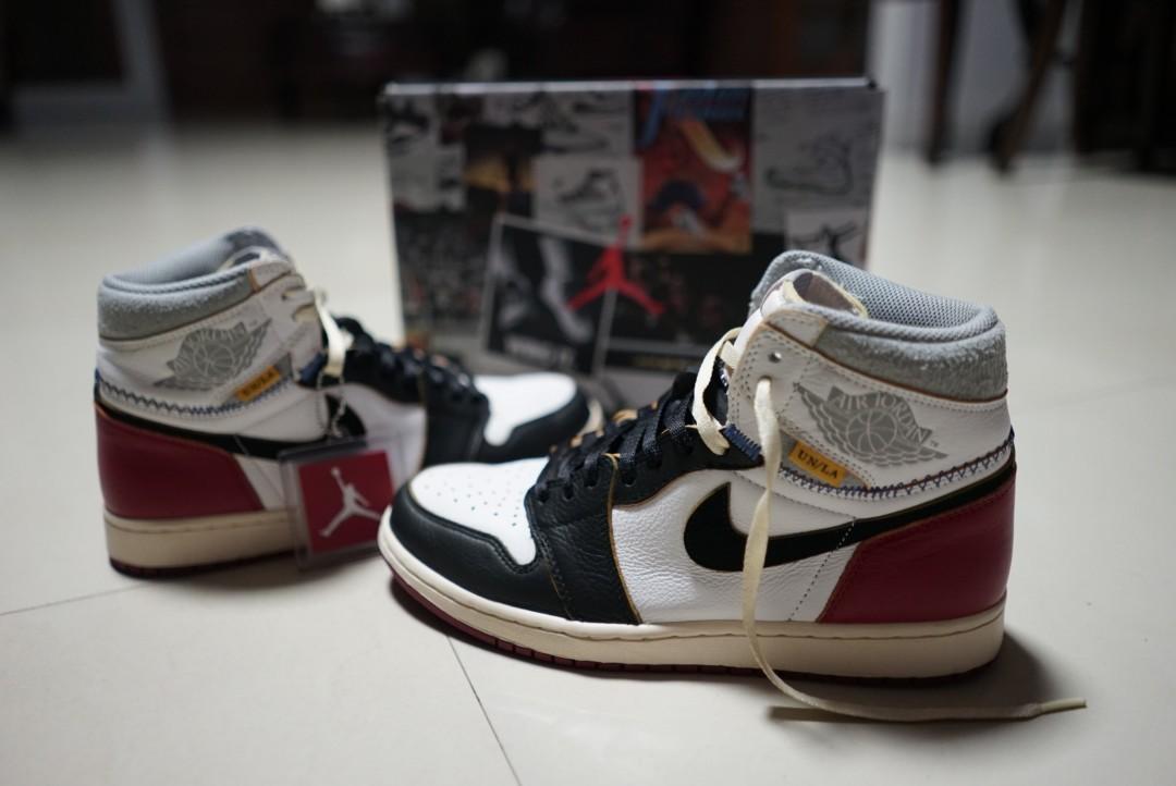 Nike Air Jordan 1 Union LA Black toe, Fesyen Pria, Sepatu , Sneakers di  Carousell