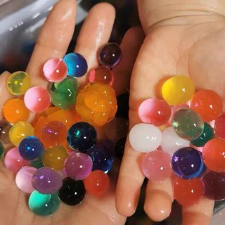 Giant water marblles or water beads: aqua balls or Orbeez 