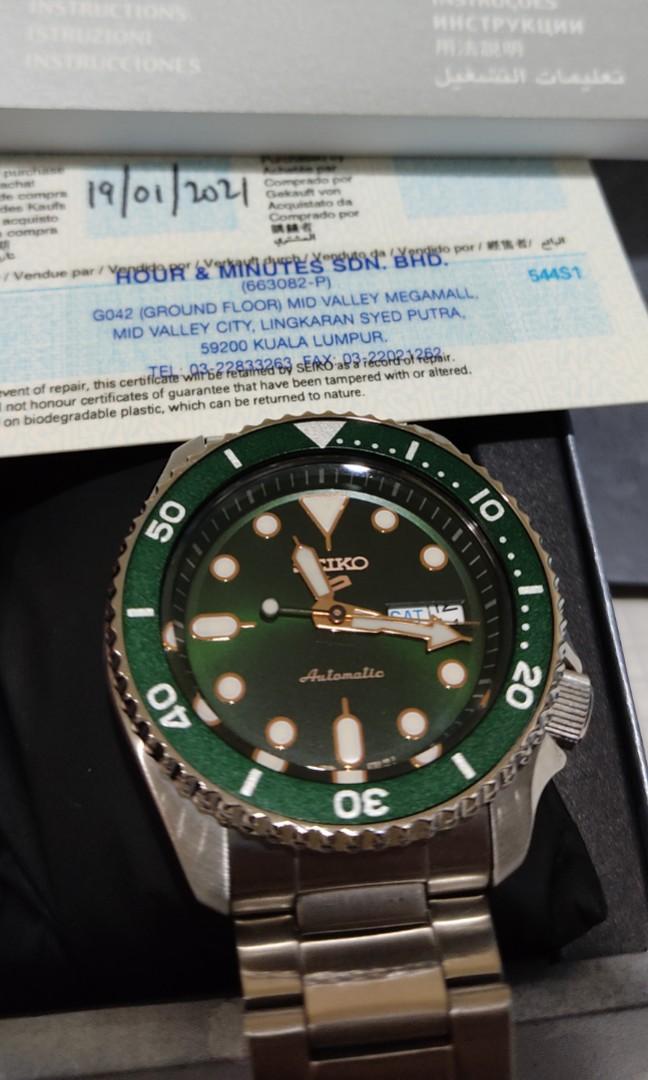 Seiko 5 sport Green - like new @ offer, Men's Fashion, Watches &  Accessories, Watches on Carousell