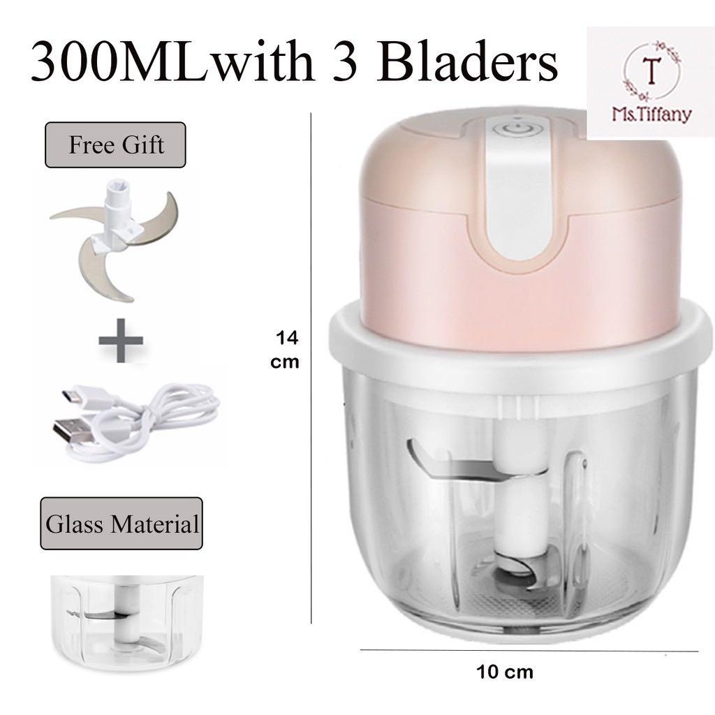 Electric 300ML Garlic Press, Meat Mincer, Blender And Mixer With 100ML