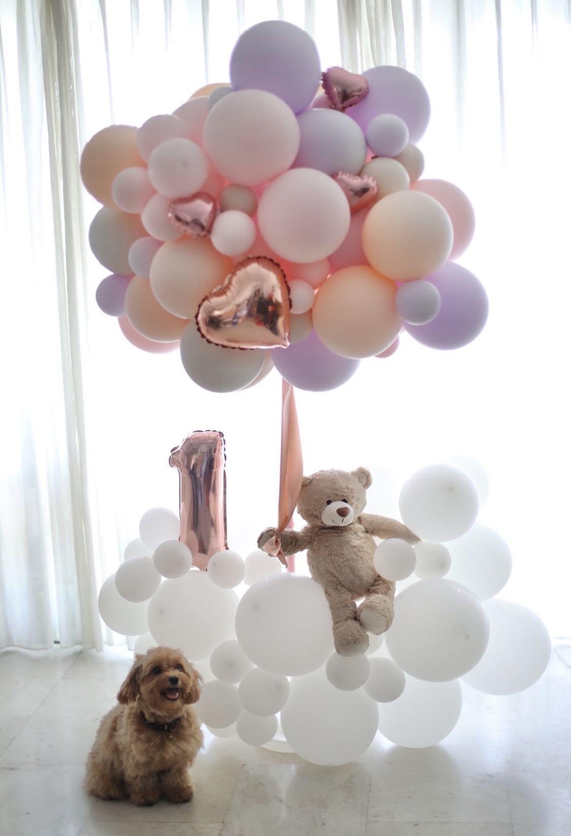 Floating teddy deals bear with balloons