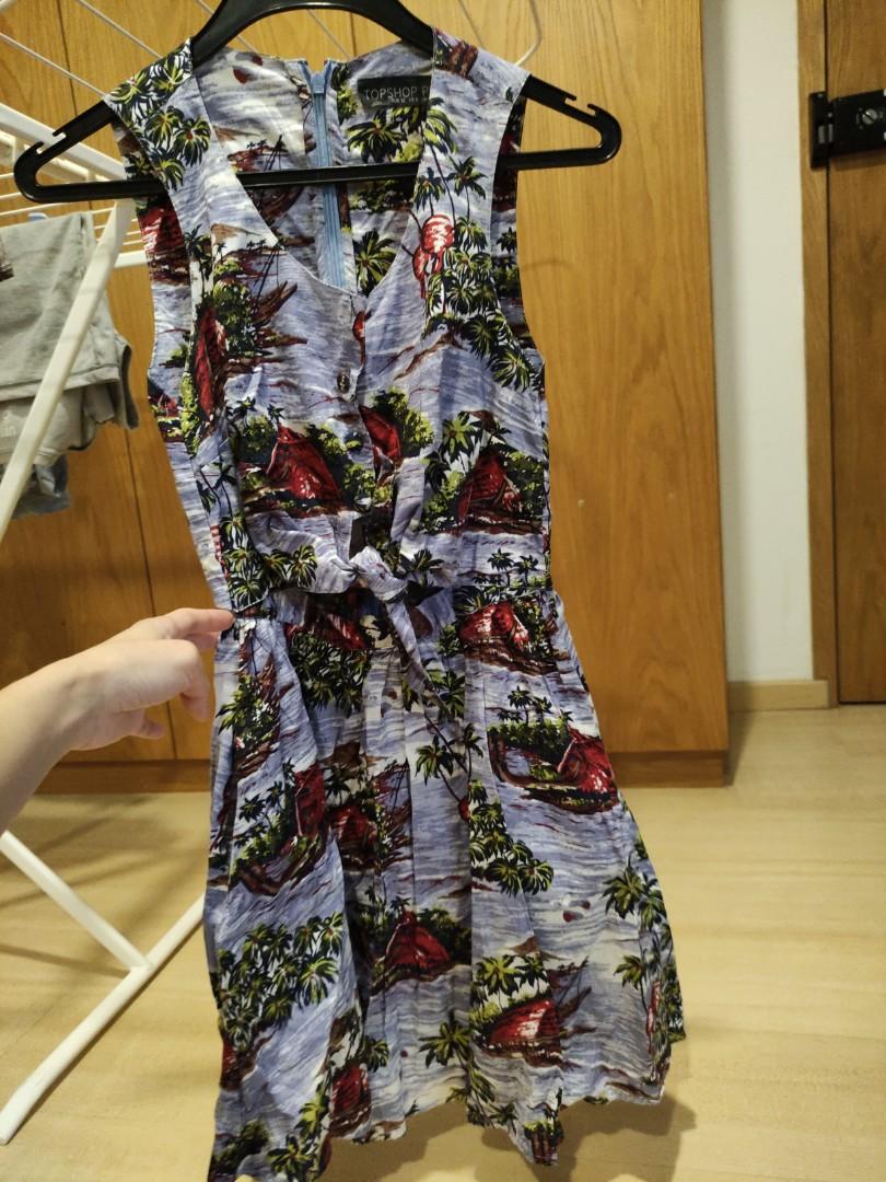 TOPSHOP holiday Hawaii mini dress petite UK4 Women s Fashion