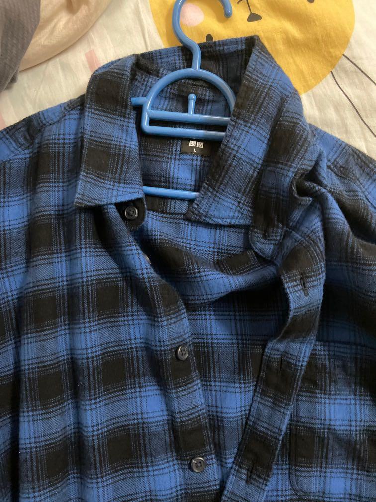 MENS FLANNEL CHECKED LONG SLEEVE SHIRT  UNIQLO ID