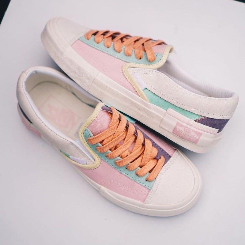 pastel pink vans slip ons