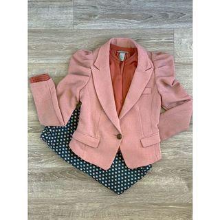 Vintage puffed sleeve pastel pink blazer