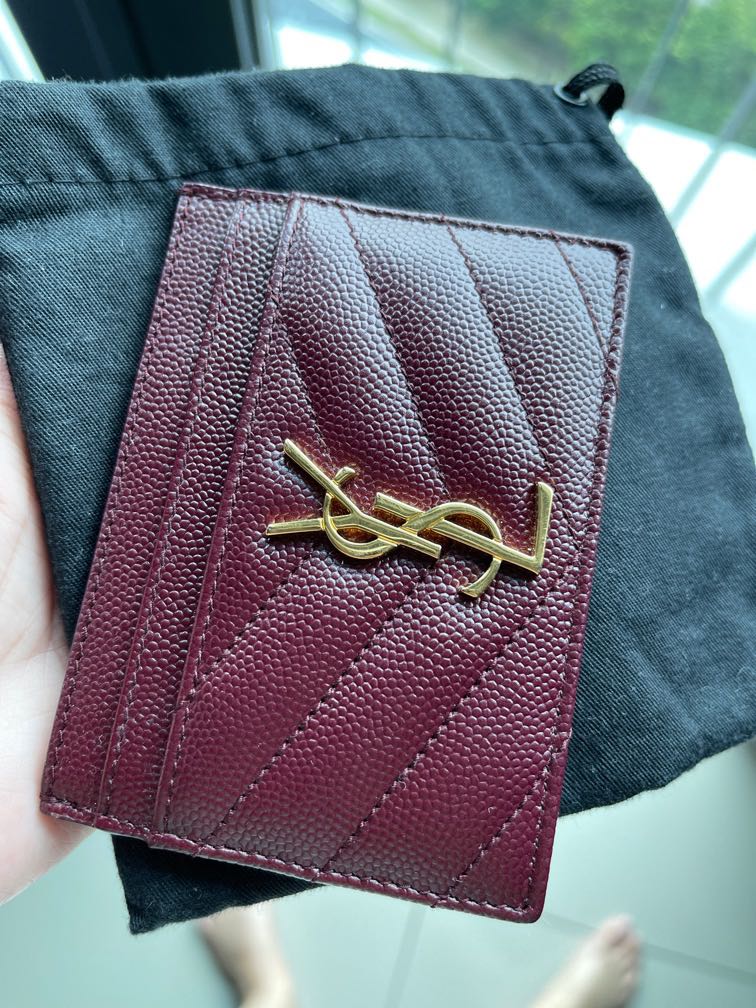 YSL Card holder in Dark Burgundy Luxury Accessories on Carousell