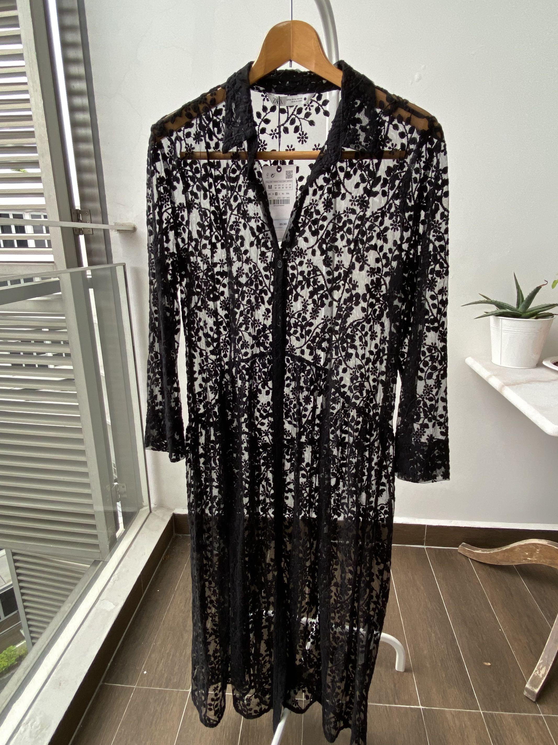 long black lace cover up