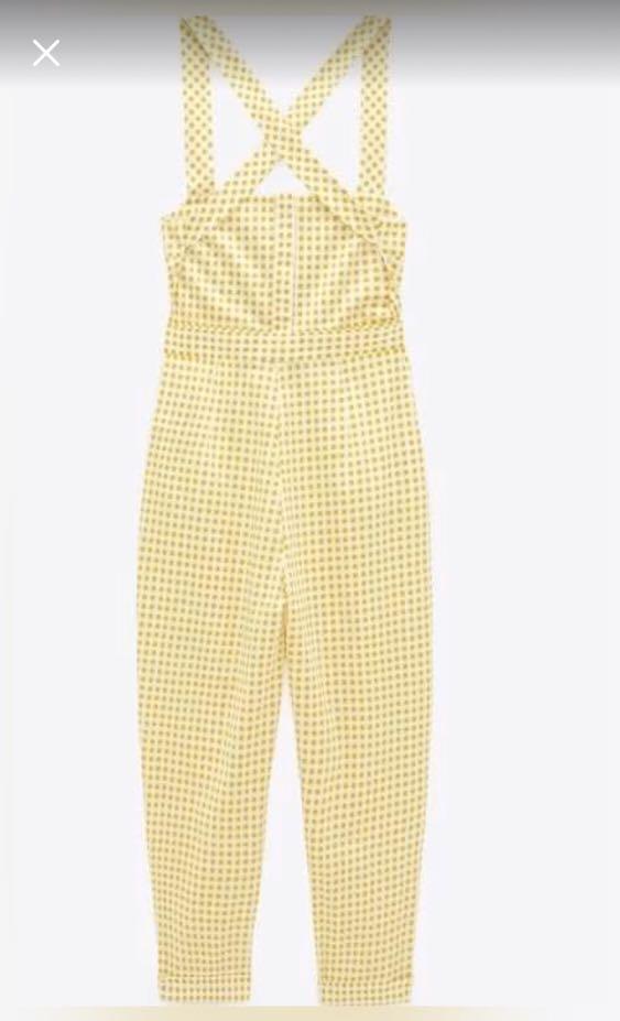 Zara yellow gingham jumpsuit Outlet