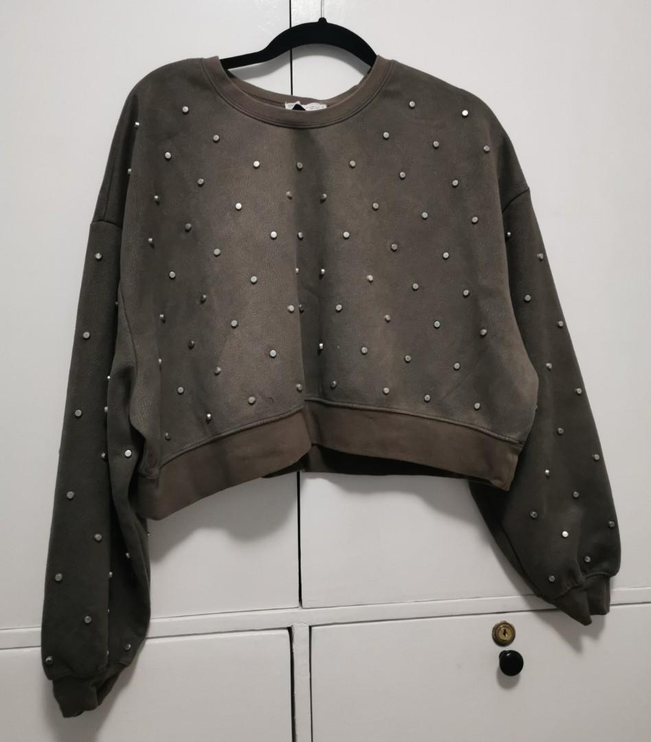Zara Studded Crop Sweater, Women's 