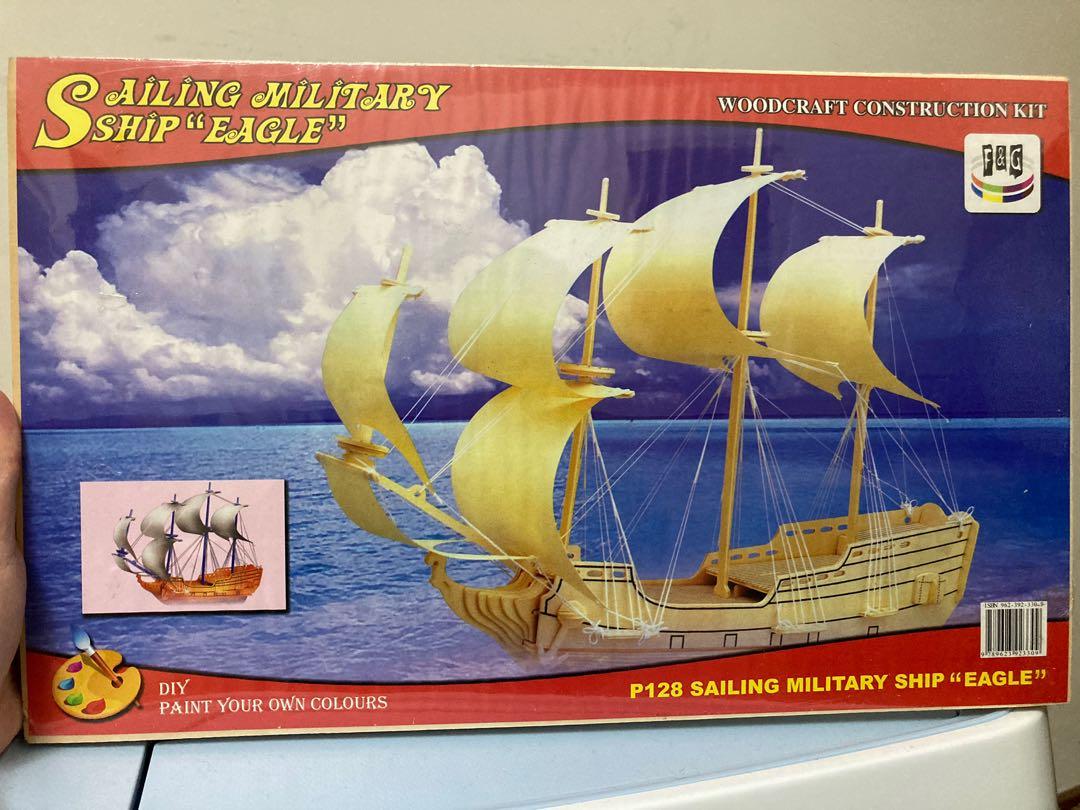 古戰船木模型 ”Eagle” sailing military ship P128 Woodcraft construction kit, 興趣及遊戲, 玩具 & 遊戲類 Carousell