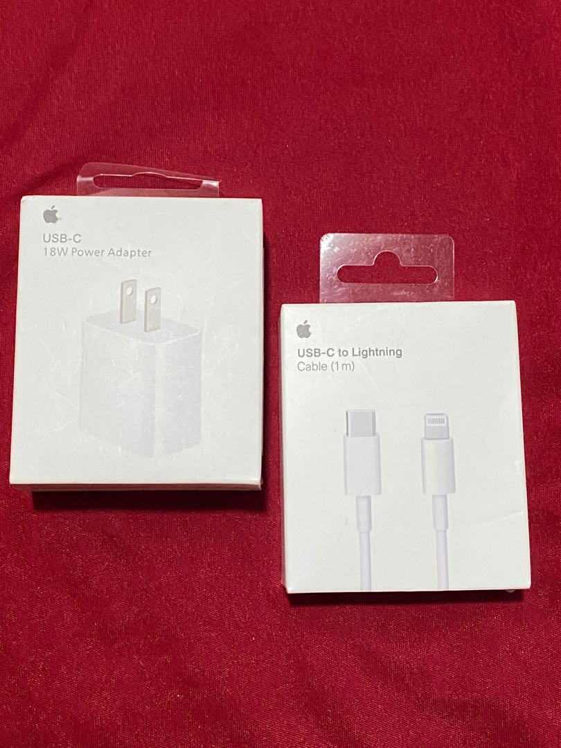 Apple iPhone Charger 18 watts adapter and Usb c to Lightning cable