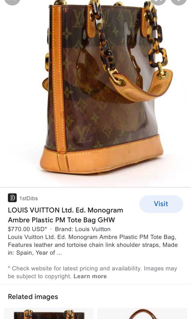 LOUIS VUITTON Ltd. Ed. Monogram Ambre Plastic PM Tote Bag GHW at