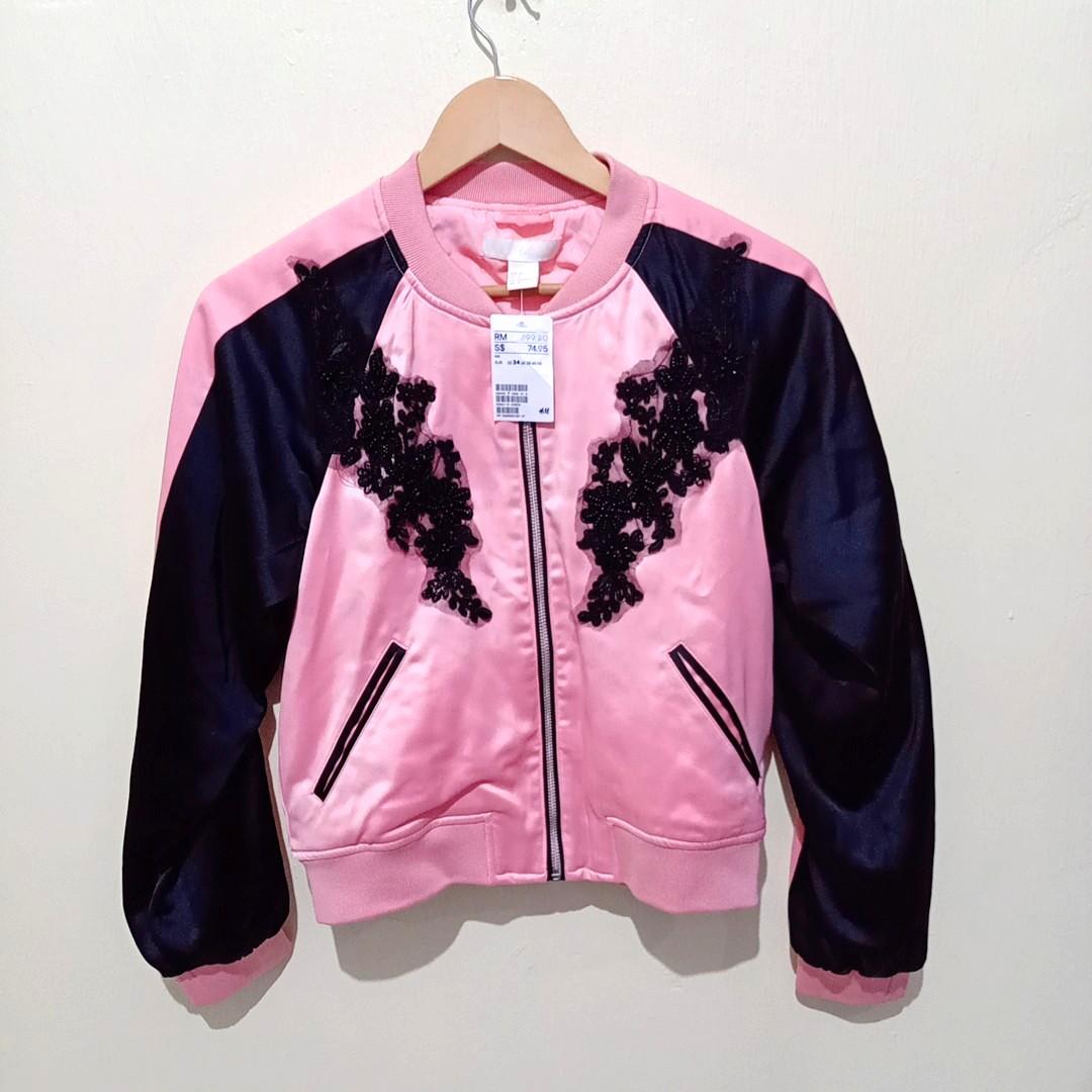 Black pink hotsell bomber jacket