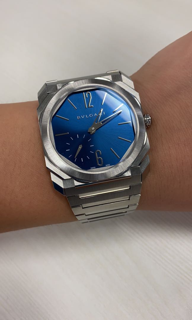 Bvlgari octo finissimo blue satin steel, Luxury, Watches on Carousell