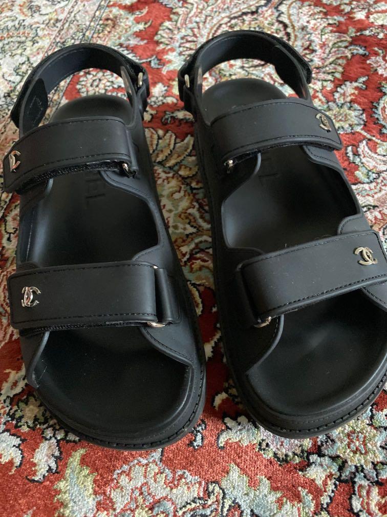 Leather sandals Chanel Black size 395 EU in Leather  25272078