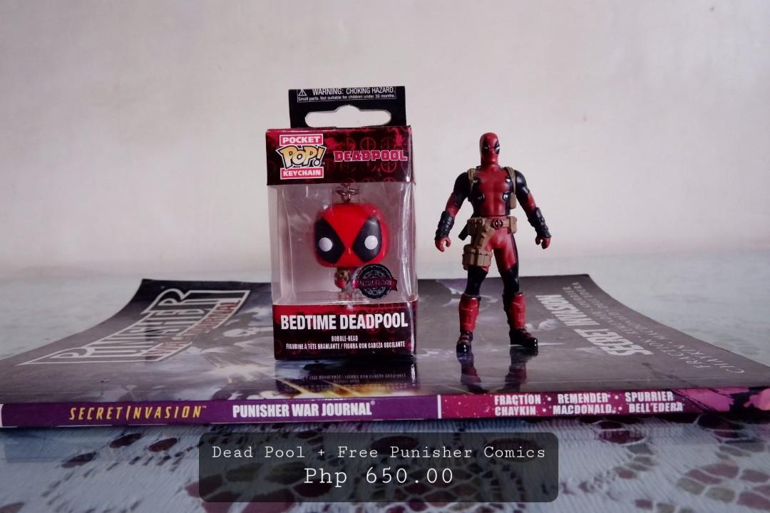 Deadpool with Free Comics (Category: Figurines & Statues) located in Dasmarinas. Submitted by asgoodfinds (Listing ID 1113103183, Image 1). Description: Deadpool Keychain and Figure with FREE Punisher Comics.