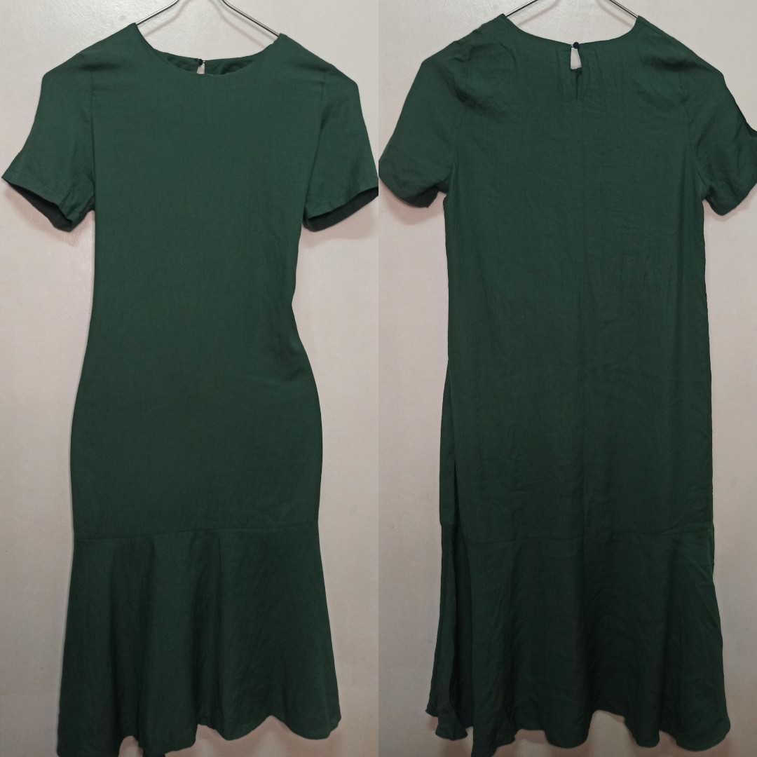 Emerald Green Linen Dress, Women's Fashion, Dresses & Sets, Dresses on