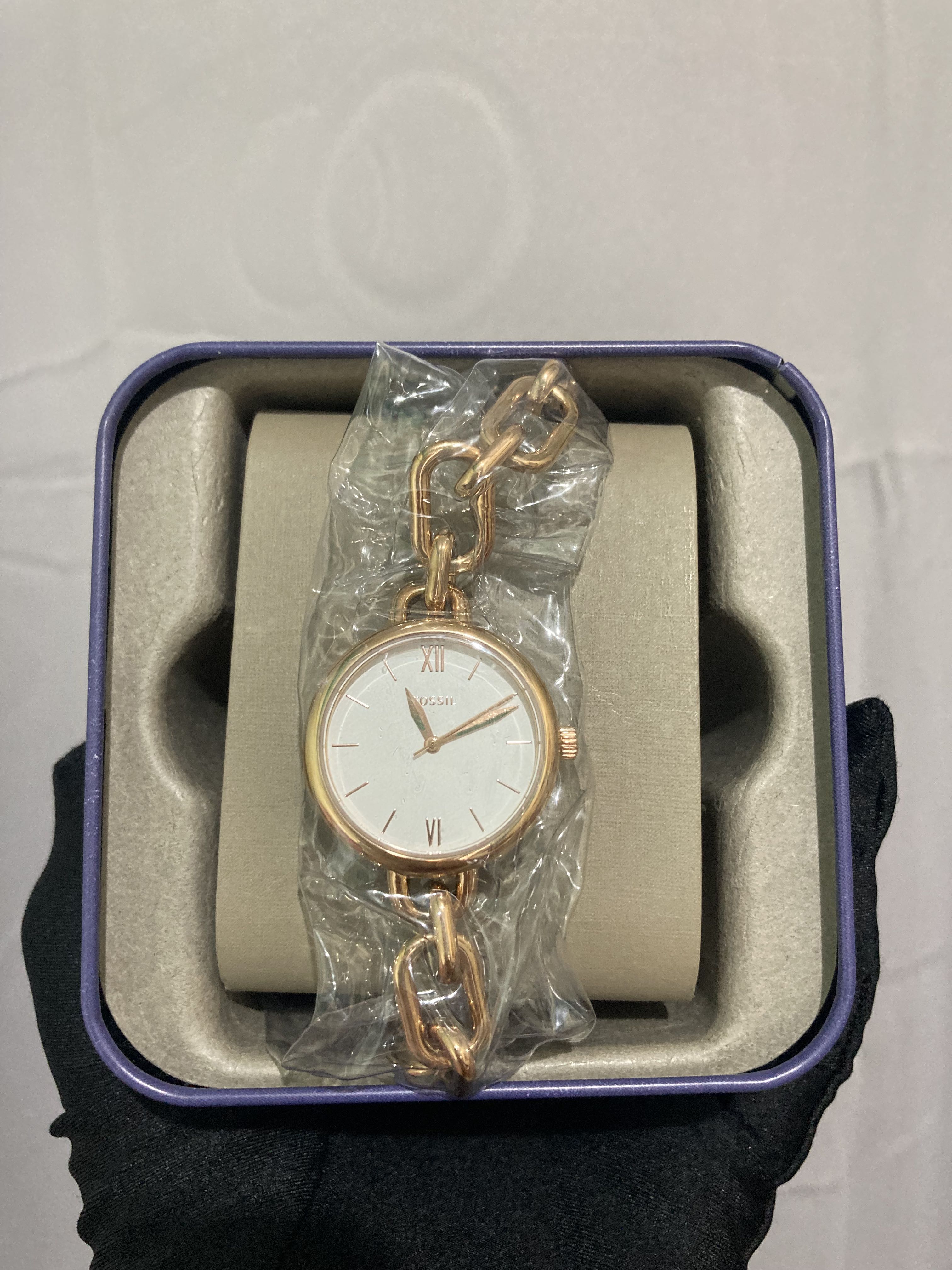 Fossil gold chain watch discount