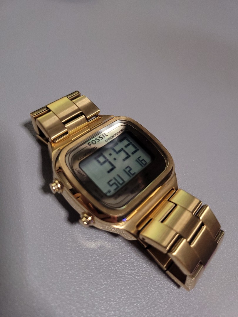 Fossil gold digital watch clearance