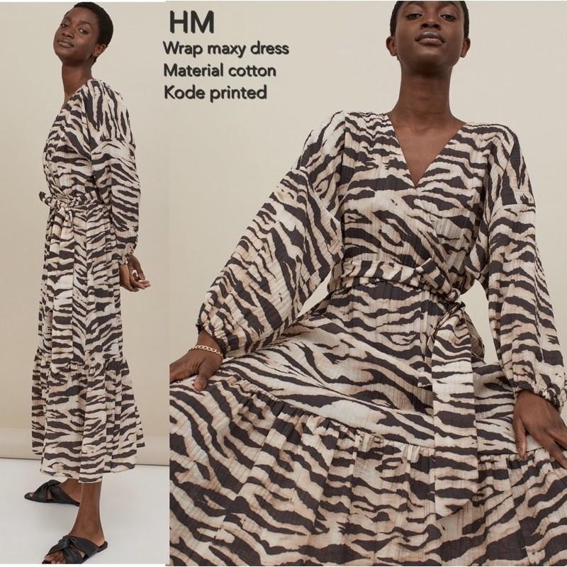 H m hnm hm animal print wrap maxi dress with belt bukan zara Fesyen Wanita Pakaian Wanita Gaun Rok di Carousell