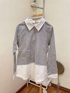 Kemeja abu-abu stripes new