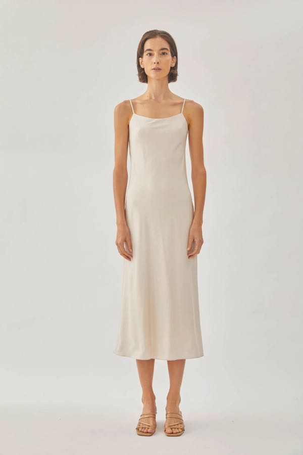 BNWT Klarra Slip Dress in Sand, Women's Fashion, Dresses & Sets ...