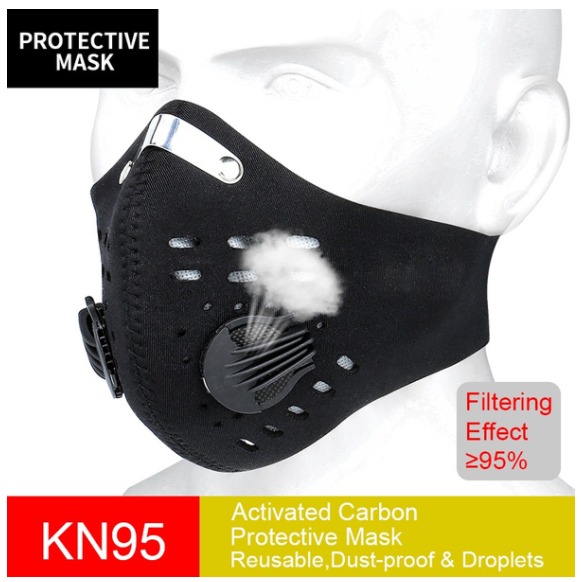 Unisex Cycling Sport Face Mask – Washable, Reusable With Active Carbon Filter & Breathing Valves