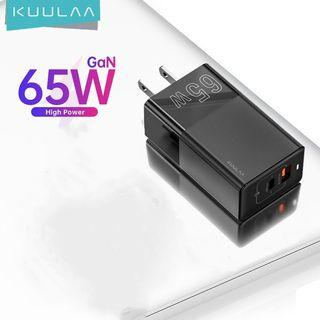 KUULAA GAN 65w USB C Charger Quick Charge 3.0 3.0 QC 3.0 QC PD 3.0 PD USB C Type C Fast USB Charger for Macbook Pro iPhone Samsung