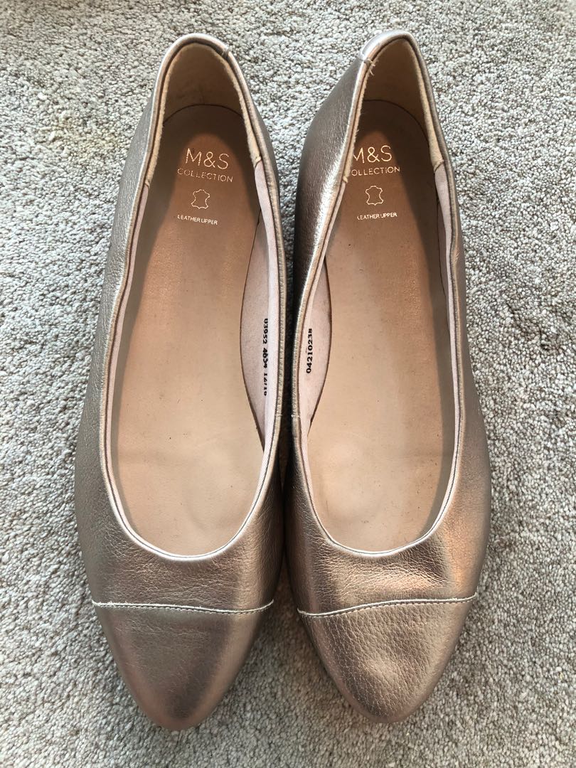 M&S Ladies Yellow Suede with Gold Tip Ballet Pumps, Women's Fashion,  Footwear, Flats & Sandals on Carousell