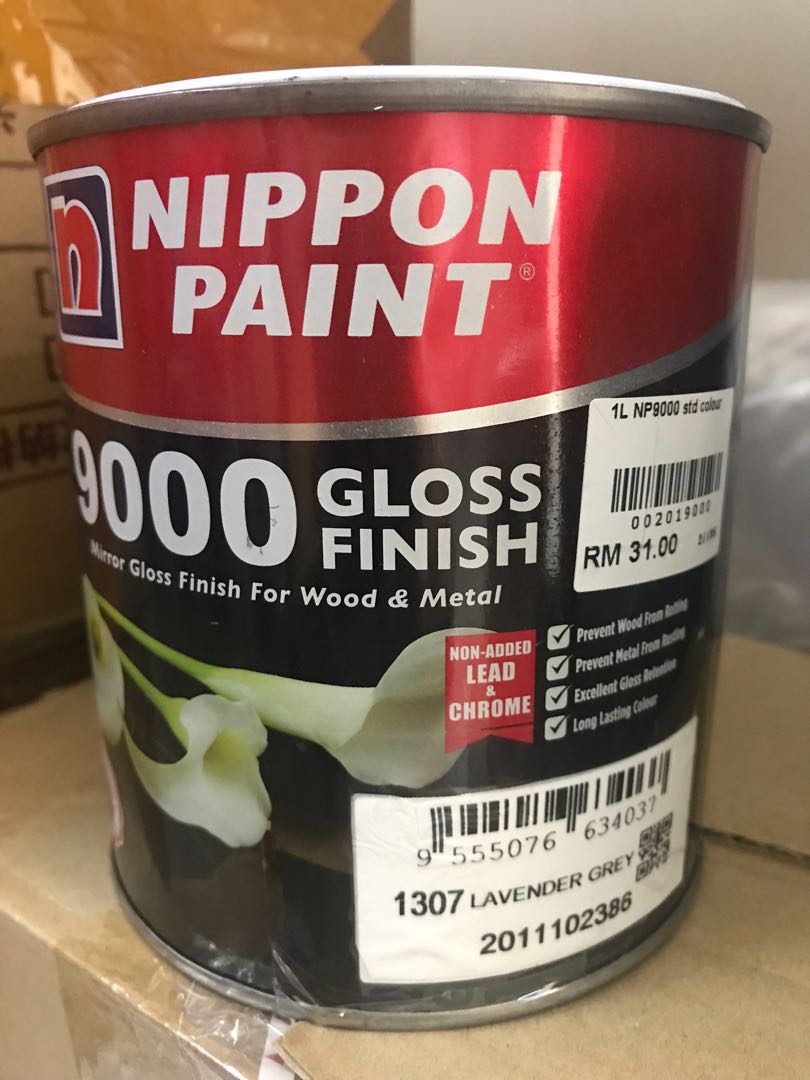 Nippon Oil Base Paint (Gloss) Lavender Grey 1L, Furniture & Home Living, Home Decor, Cushions
