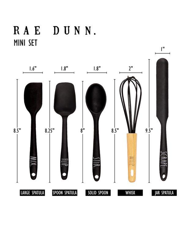 Rae Dunn Everyday Collection 5 Piece Mini Kitchen Utensil Set- Silicone  Kitchen Tools with Beechwood Handles- (White)