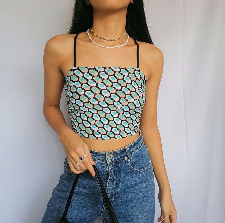 REWORKED Funky String Top , Women's Fashion, Tops, Others Tops on Carousell