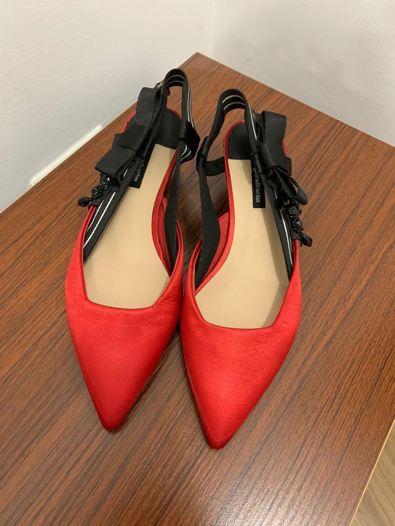 Stradivarius red heels, Women's Fashion 