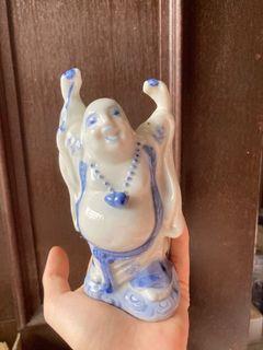 Vintage glass laughing buddha
