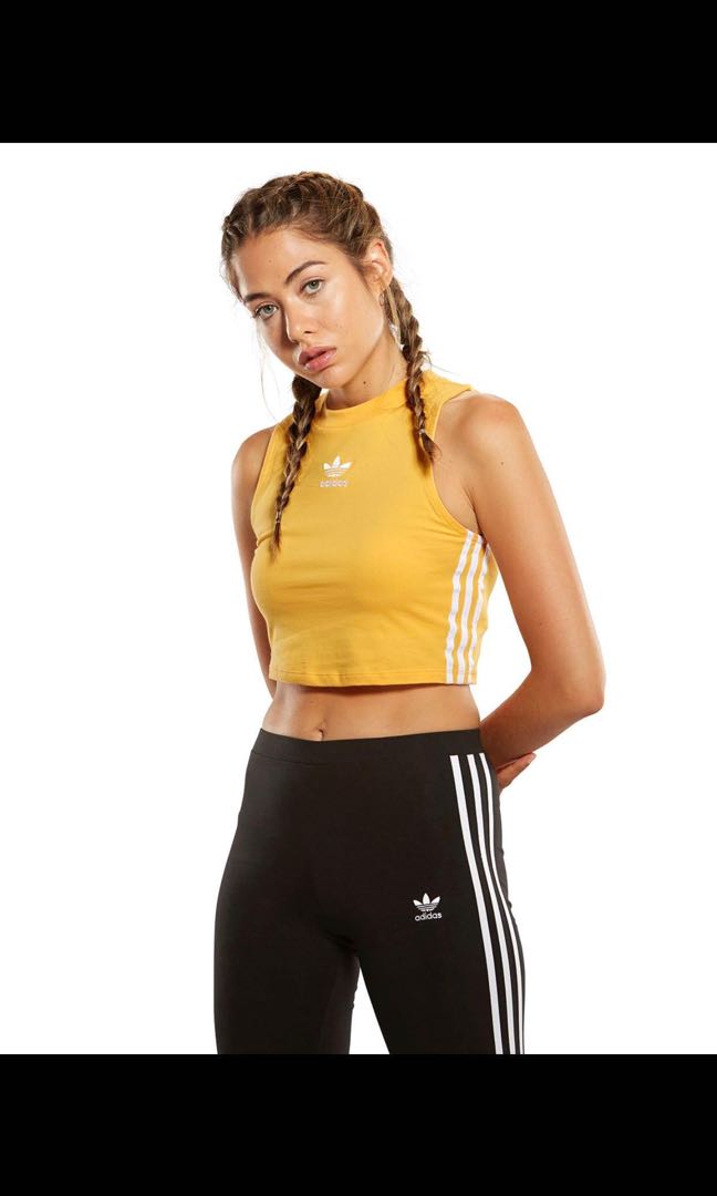 adidas crop top yellow 