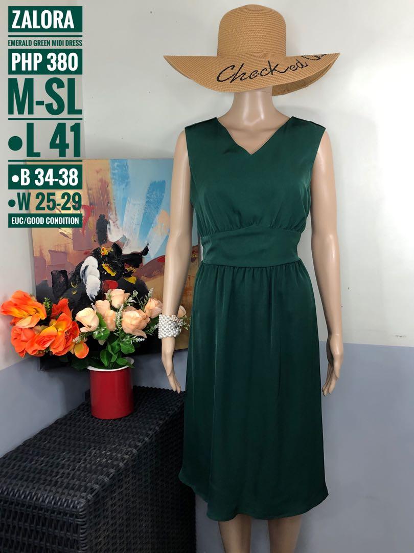 ZALORA ELEGANT EMERALD GREEN MIDI DRESS, Women's Fashion, Dresses & Sets,  Dresses on Carousell
