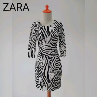 Zara animal zebra print bodycon dress