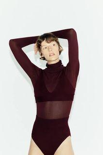 ZARA KNIT MAROON STRAPPY BRA BRALETTE CROP TOP - M