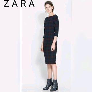 Zara red navy tartan Dress